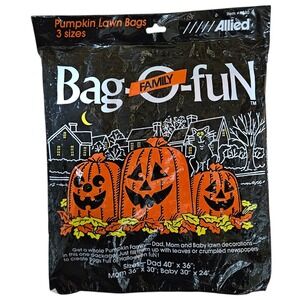 Vintage 90s Pumpkin Bag-O-Fun Lawn Leaf Bags Halloween Retro  Yard Decor
